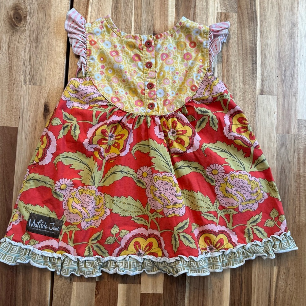 Matilda Jane Serendipity Girls Floral Ruffle Dress Red Yellow Size 2‎ D1138 - Picture 5 of 7